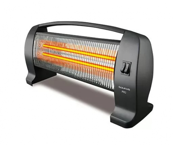 Calefactor infrarrojos Taurus PR.2 1200W, 2 tubos, cristal de cuarzo, negro